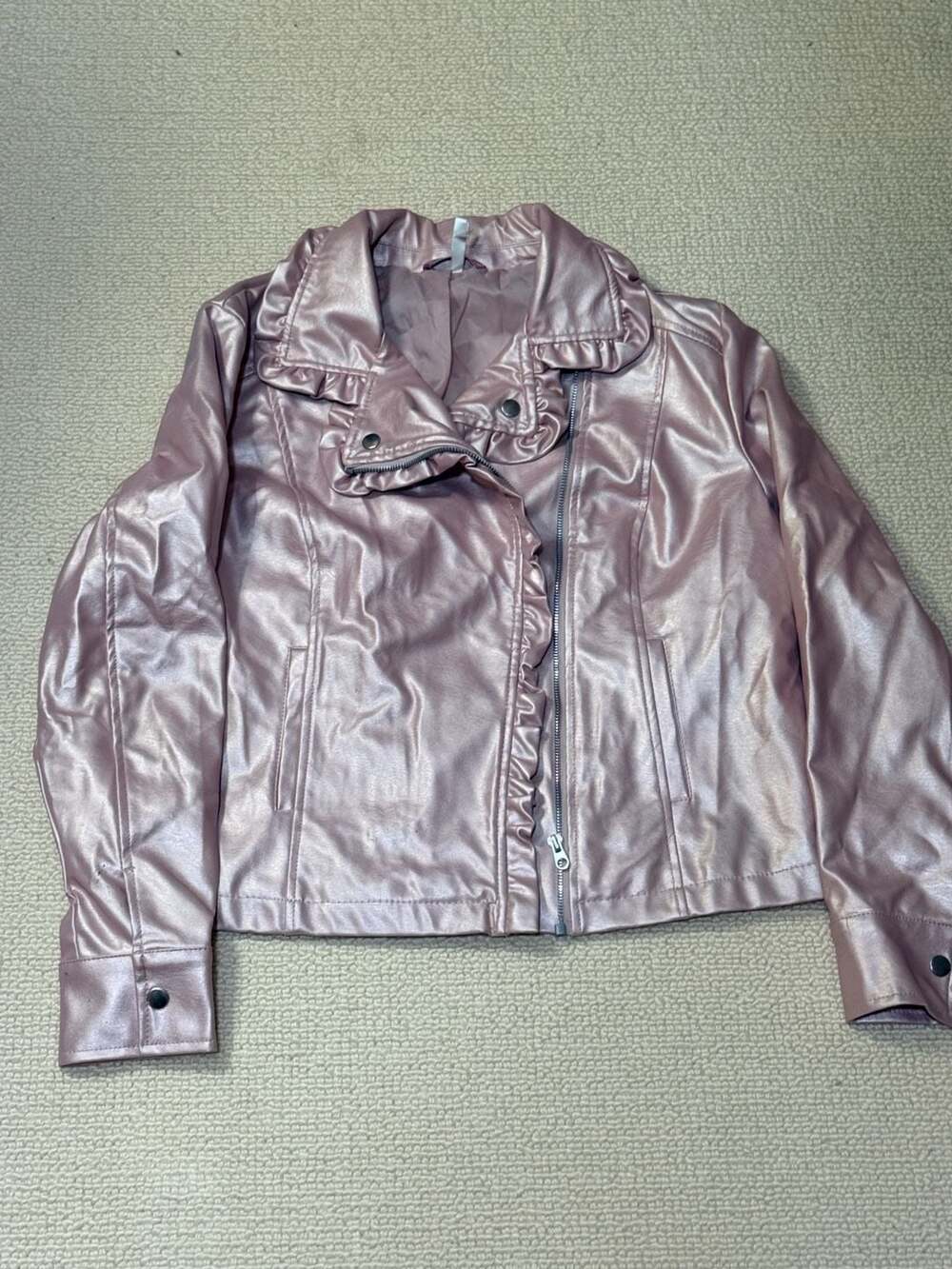 Pink Platinum RoseGold Metallic Ruffle Moto